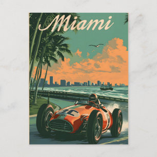 Vintage racing car in Miami Postcard