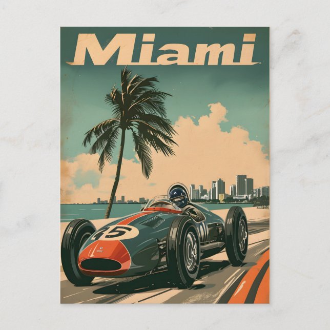 Vintage Racing Car in Miami  Postcard (Front)