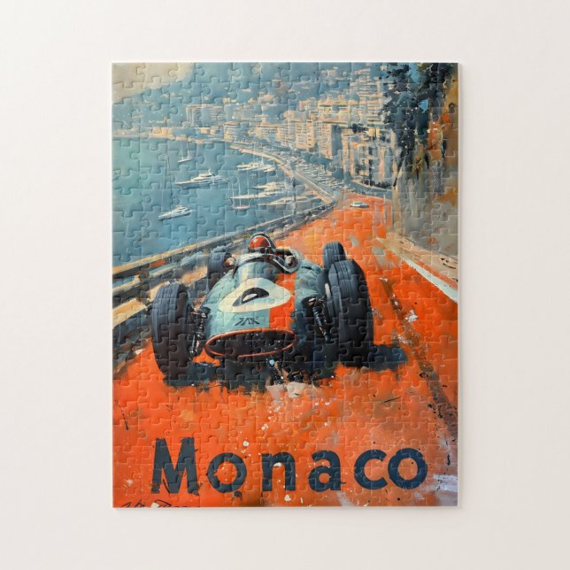 Vintage racing car in Monaco art Jigsaw Puzzle (Vertical)