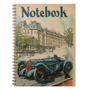 Vintage Racing Car in Paris Notebook