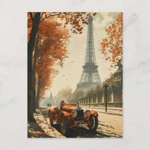vintage racing car in Paris Postcard