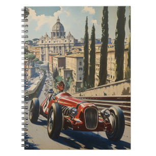 Vintage racing car in Rome Notebook