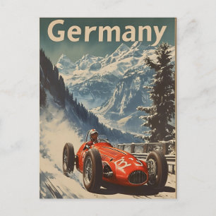 Vintage racing car in the alps of Germany  Postcard