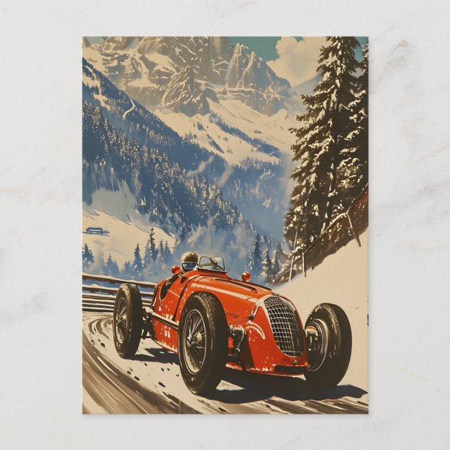 Vintage Racing Car in the alps Postcard (Front)