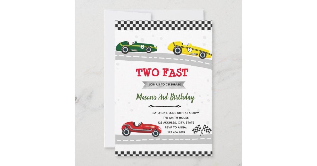 Vintage racing car invitation Zazzle