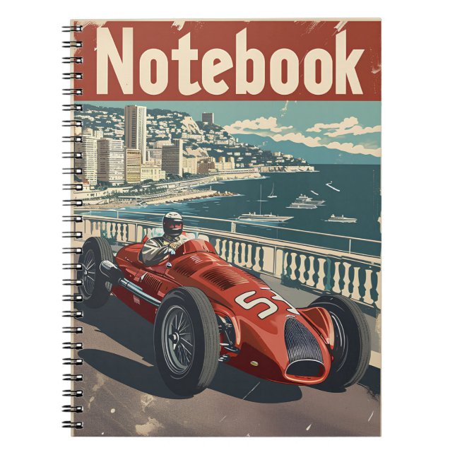 Vintage Racing Car Monaco Spiral Photo Notebook (Front)