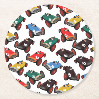 Vintage Racing Cars Round Paper Coaster