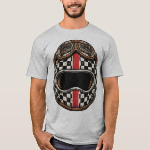 Vintage Racing Helmet Chequered Motorcycle Men's T T-Shirt