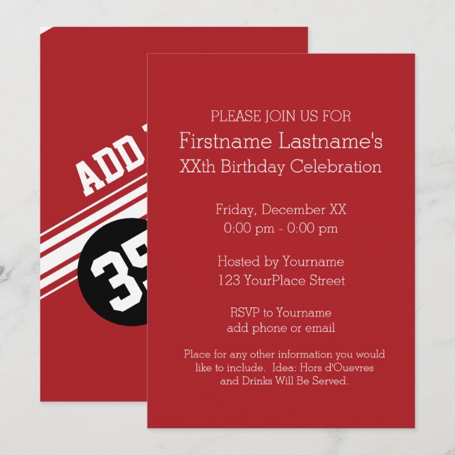 Vintage Racing Stripes - Red and Black Invitation (Front/Back)