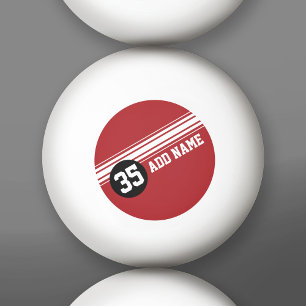 Vintage Racing Stripes - Red and Black Ping Pong Ball