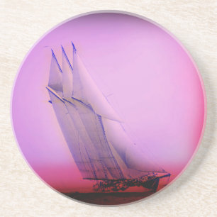 Vintage Racing Yacht Sandstone Coaster