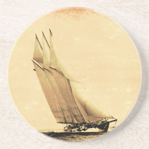 Vintage Racing Yacht Sandstone Coaster