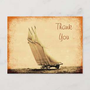Vintage Racing Yacht Thank You Postcard