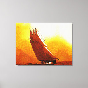Vintage Racing Yacht Wrapped Canvas Print