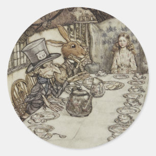 Vintage Rackham Mad Tea Party Alice in Wonderland Classic Round Sticker