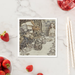 Vintage Rackham Mad Tea Party Alice in Wonderland Napkin