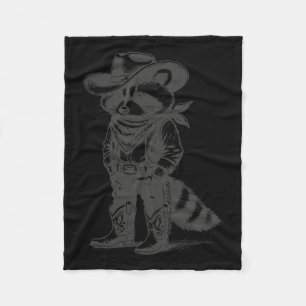 Vintage Racoon Cowboy Cowgirl Trash Panda Western Fleece Blanket