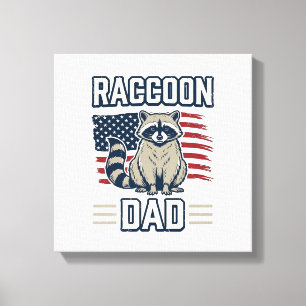 Vintage Racoon Dad Patriotic Shirt Design_1 Canvas Print