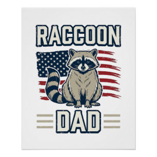 Vintage Racoon Dad Patriotic Shirt Design_1 Poster