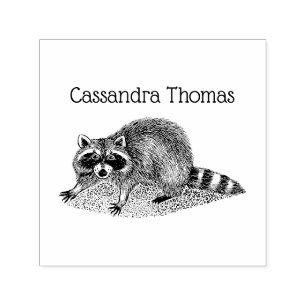 Vintage Racoon Drawing Name Self-inking Stamp