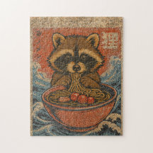 Vintage Racoon Eating Ramen Japanese Art