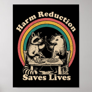 Vintage Racoon Harm Reduction Overdose Awareness  Poster