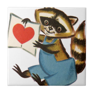 Vintage Racoon Love Tile