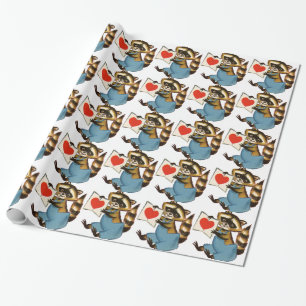 Vintage Racoon Love Wrapping Paper