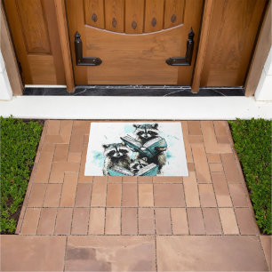 Vintage Racoon Readers Club Doormat