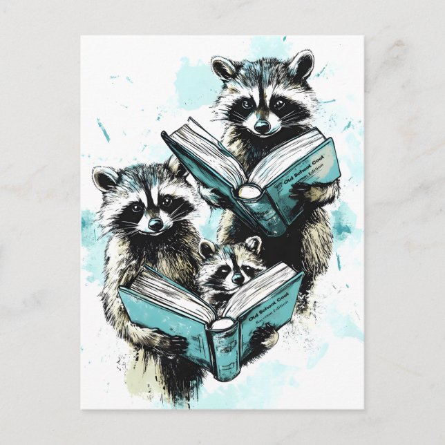 Vintage Racoon Readers Club Holiday Postcard (Front)