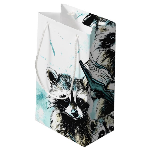 Vintage Racoon Readers Club Small Gift Bag (Back Angled)