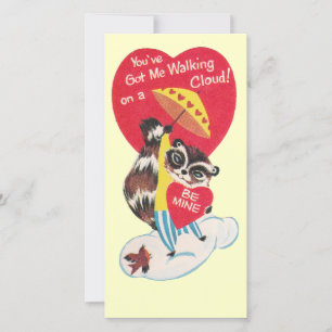 Vintage Racoon Valentine Holiday Card