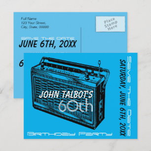 Vintage Radio 60th birthday Party Save the Date Announcement Postcard