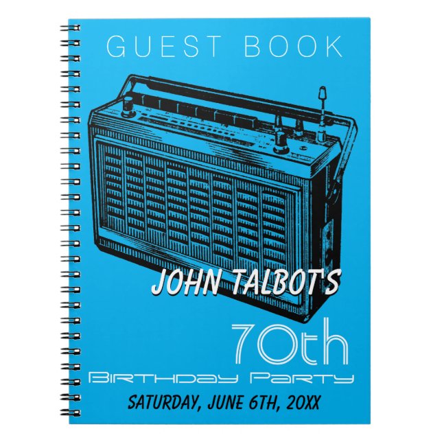 Vintage Radio 70th birthday Party Guest Book (Front)