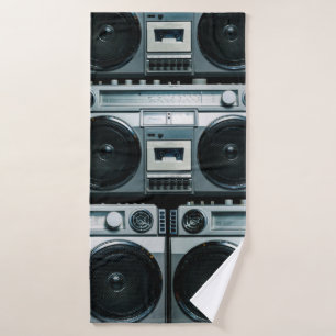 Vintage radio boombox bath towel