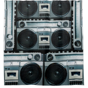 Vintage radio boombox shower curtain