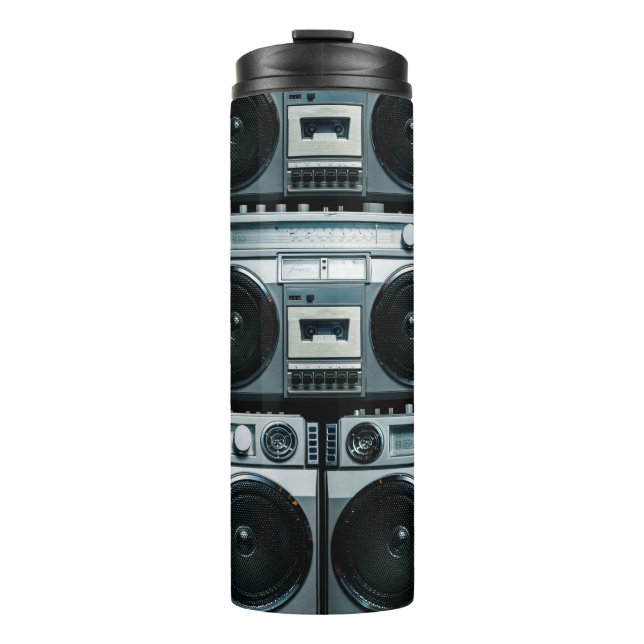 Vintage radio boombox thermal tumbler (Front)