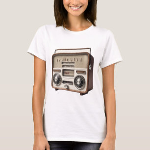 Vintage radio illustration with dynamic waves T-Shirt