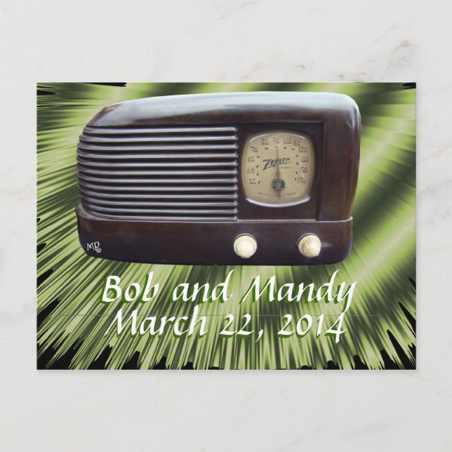 Vintage Radio Invitation-customise Announcement Postcard (Front)