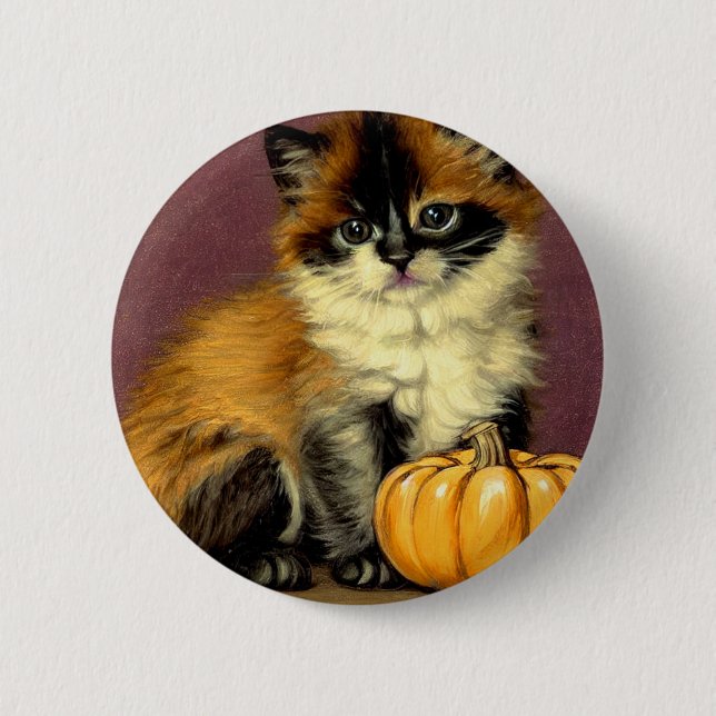 Vintage Ragdoll Halloween Cat 6 Cm Round Badge (Front)