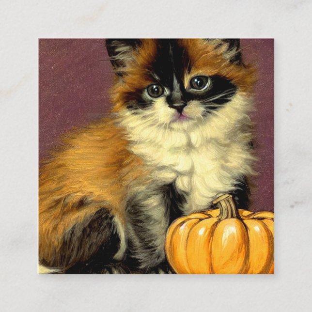 Vintage Ragdoll Halloween Cat Enclosure Card (Front)
