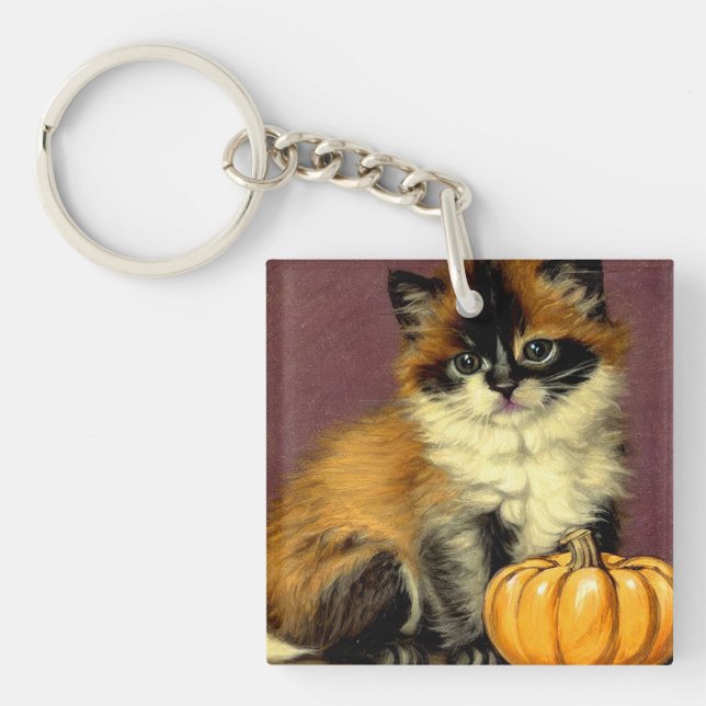 Vintage Ragdoll Halloween Cat Key Ring (Front)