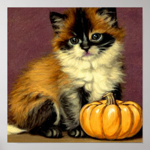 Vintage Ragdoll Halloween Cat Poster