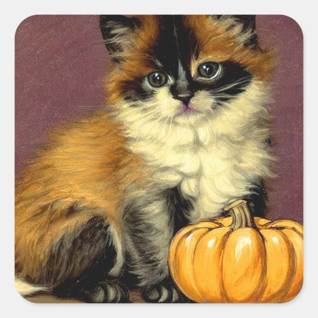 Vintage Ragdoll Halloween Cat Square Sticker (Front)