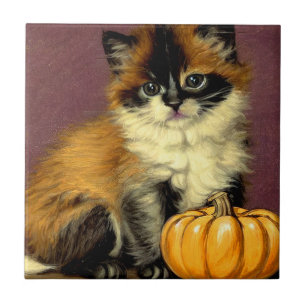 Vintage Ragdoll Halloween Cat Tile