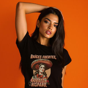 Vintage Raíces Fuertes Corazón Hispano Spanish T-Shirt