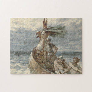 Vintage Raiding Vikings Painting (1873) Jigsaw Puzzle