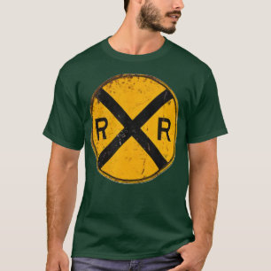 Vintage Railroad Crossing Sign Worker Engineer T-Shirt