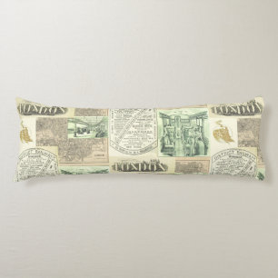 Vintage Railroad Newspaper Advertisements Collage  Body Cushion