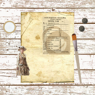 Vintage Railroad Receipt Paper Sheet